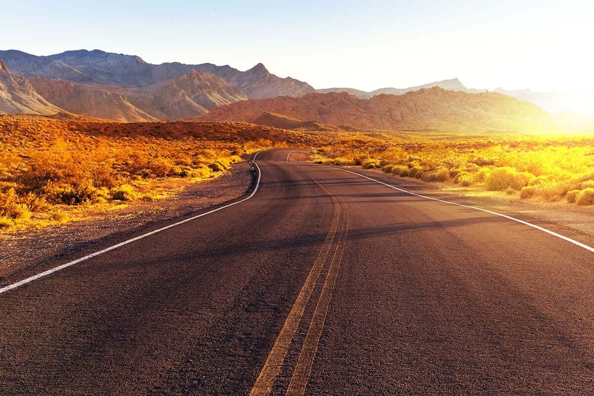 Vegas RV Rentals hero - desert highway